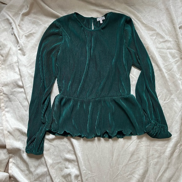 TCEC Green Ribbed Peplum Blouse - Picture 2 of 8